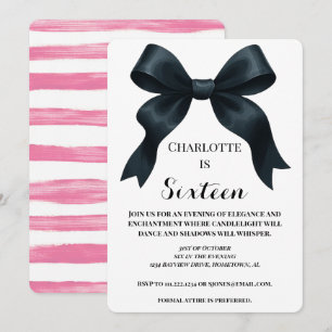 Élégant Invitation de la Bow noire - Bande rose