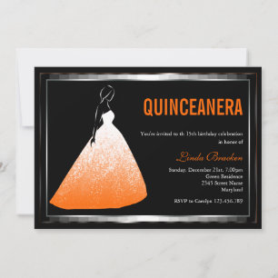 Élégant Invitation de la Quincennera orangée de Ba