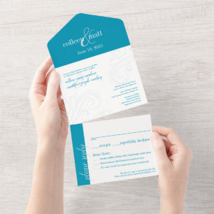 Élégant Invitation de mariage, Aqua All-in-One