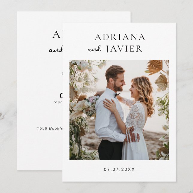 Élégant Invitation de mariage moderne minimaliste (Devant / Derrière)