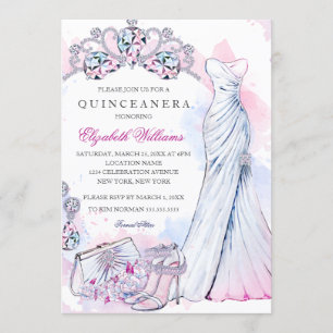 Élégant Invitation de Quinceanera en cristal d'éti