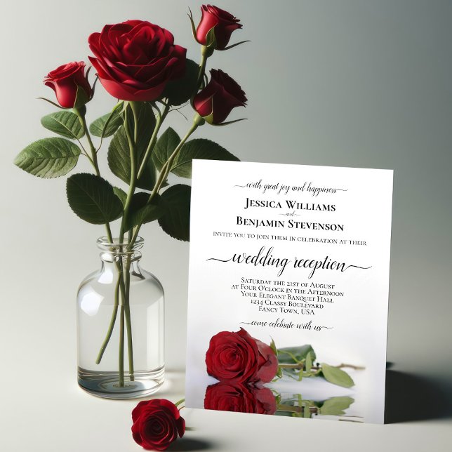 Élégant Invitation de réception de mariage Red Ros (Créateur téléchargé)