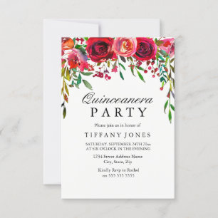 Élégant invitation du Parti Quinceanera à la Fleur