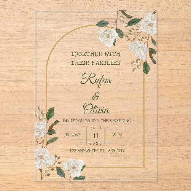Elégant ivoire Floral Arch Mariage Invitation (Recto)