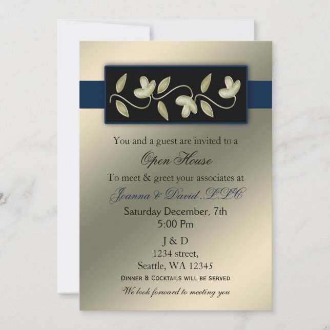 Elegant Ivory et Navy Corporate Party Invitation (Devant)