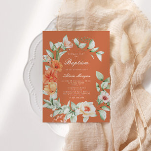 Elégant jardin d'été Floral Baptism Invitation