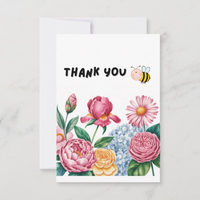 Elégant jardin fleuri Carte de remerciements (Devant)