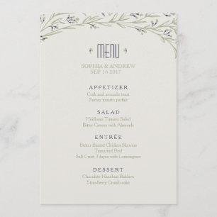 Elégant jardin fleuri rustique menu mariage