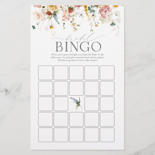 Élégant Jardin Fleurs Jeux de Bingo Nuptiale (Devant)