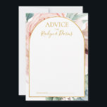 Elégant Jardin Floral Blush | Carte de conseil Mar<br><div class="desc">Cet élégant jardin fleuri | La carte conseil mariage est parfaite pour votre mariage botanique boho, rose de printemps. Le design comprend un cadre en feuille d'or accompagné d'un simple rose de champagne de pêche à l'aquarelle, d'une végétation minimaliste d'eucalyptus vert sauge et d'un fleur sauvage de pavot de corail...</div>