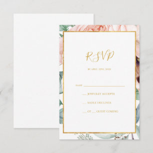 Elégant Jardin Floral Blush   Carte RSVP