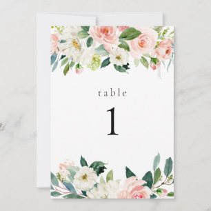 Elégant Jardin Floral Blush Cartes Numéro de table