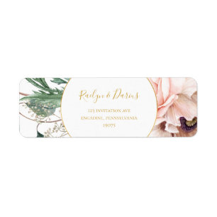 Elégant Jardin Floral Blush Étiquette d'adresse