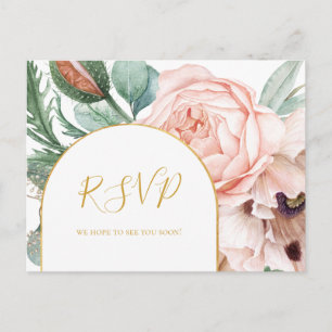 Elégant Jardin Floral Blush Menu Choix Carte RSVP