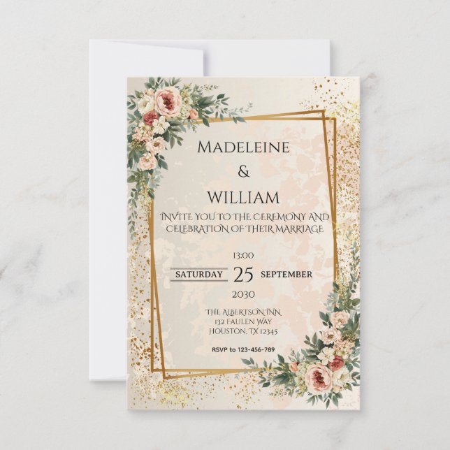 Elégant Jardin FloralMariage Carte RSVP (Devant)