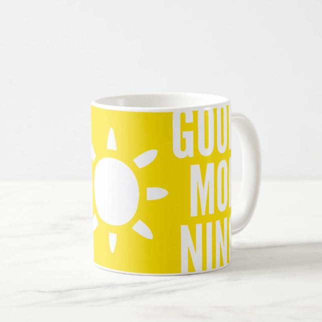 Élégant Jaune Bon Matin Soleil Thé Mug (Devant droit)