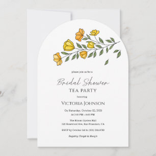 Elégant Jaune Floral Tea Party Invitation douche