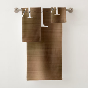 Élégant Jaune Gold brossé Monogramme de métal bros