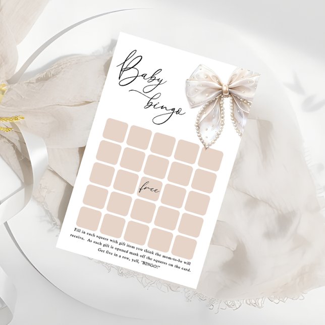 Élégant jeu de Bingo Bingo Bébé de Bow Blanc (Créateur téléchargé)