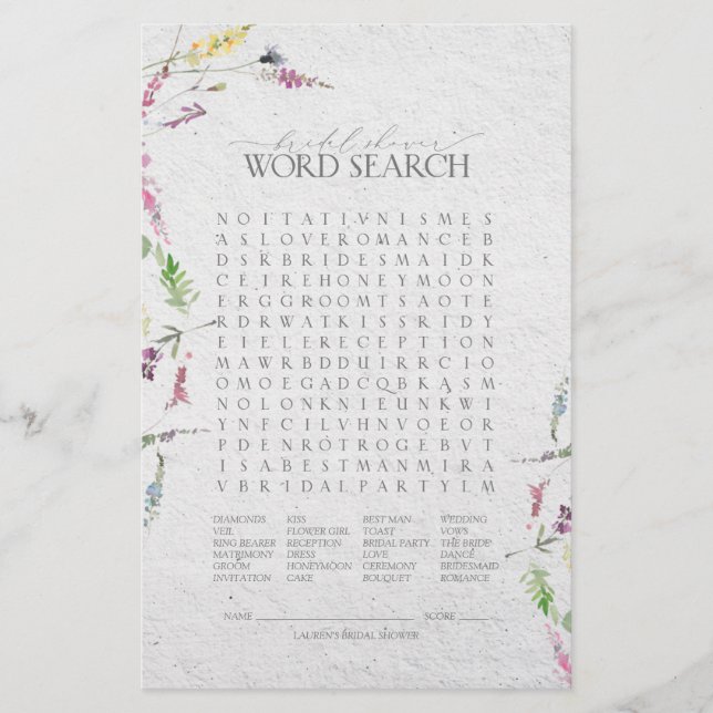 Élégant jeu de Fête des mariées botanique Fleur sa (Devant)