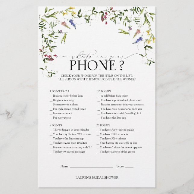 Élégant jeu de Fête des mariées Fleur sauvage d'ét (Devant)