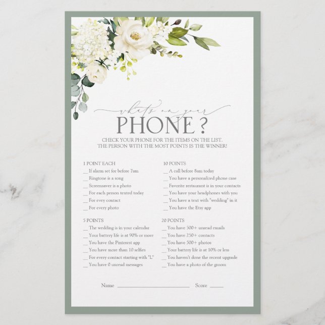 Élégant jeu de Fête des mariées gris blanc vert (Devant)