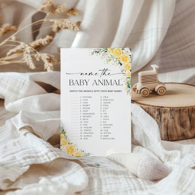 Élégant jeu de nommage de bébé animal à fleurs jau (Créateur téléchargé)