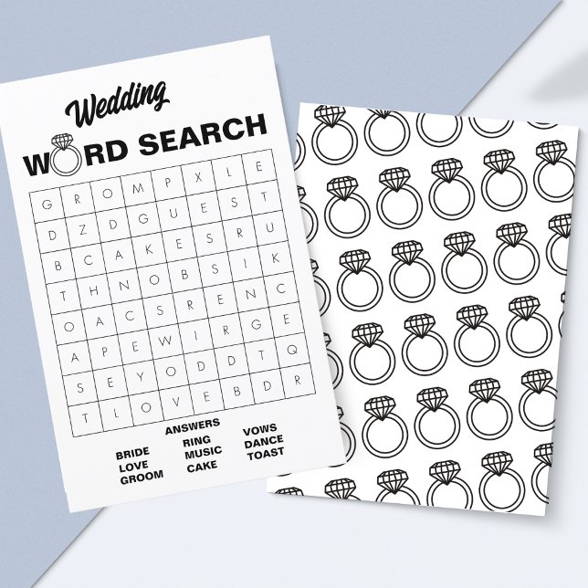 Élégant jeu de recherche de mots Mariages noirs et (Printable Wedding Word Search – A Fun Game for Bridal Showers & Receptions!)