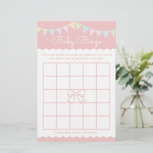 Élégant Joli Baby shower de fille de la Bow rose B