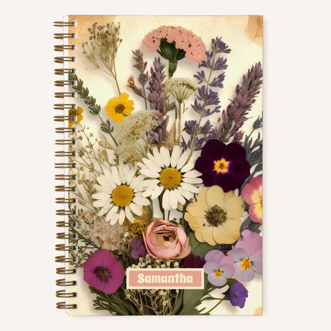 Élégant Journal de Bouquet Vintage Pressé (Recto)