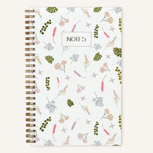Élégant Journal de notes florales Motif botanique (Recto)