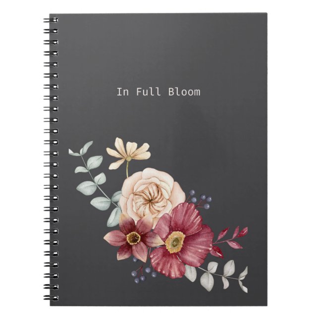 Élégant Journal Floral Gris, Rust & Peach (Devant)