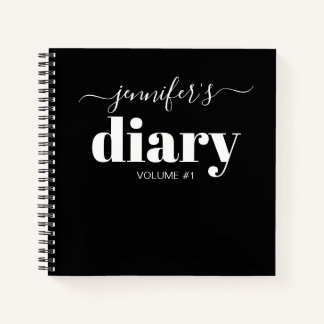 Élégant Journal personnalisé noir Votre nom