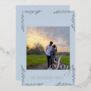Elégant Joy Floral & Foliage Foil Carte photo