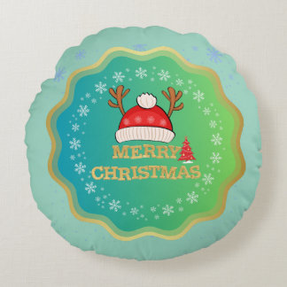 Élégant Joyeux Décor de Noël Coussin rond
