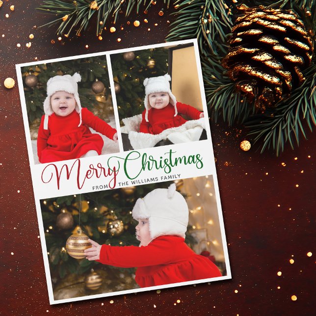 Elégant Joyeux Noël 3 Photo Mignonne Magnet Card (Créateur téléchargé)