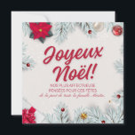 Elegant Joyeux Noël Christmas Card Invitation<br><div class="desc">Celebrate the holiday season with this elegant Joyeux Noël Christmas card featuring soft winter florals, festive ornaments, and a chic minimalist design. Perfect for holiday greetings, Christmas invitations, seasonal wishes, family celebrations, and stylish winter events. A beautiful and classy design that brings warmth, joy, and festive charm to your loved...</div>