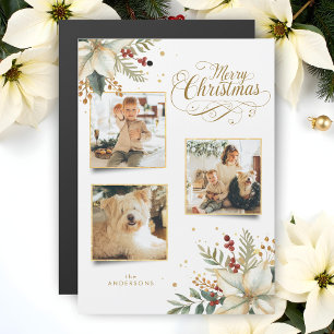 Élégant Joyeux Noël en or Botanique 3-Photo