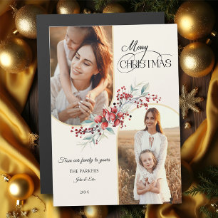 Élégant Joyeux Noël Floral Arc Or 2-Photo