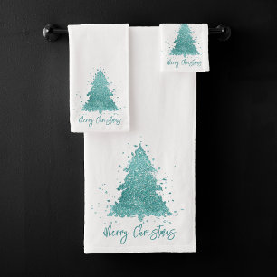 Élégant Joyeux Noël Luxe Aqua Mint Splatter