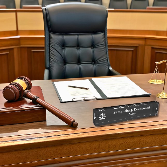 Élégant juge de la Cour Noir plaque signalétique d (Créateur téléchargé)