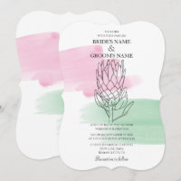 Elégant King Protea Aquarelle mariage invitations