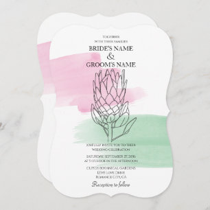 Elégant King Protea Aquarelle mariage invitations