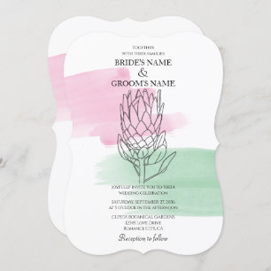 Elégant King Protea Aquarelle mariage invitations