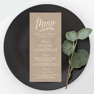 Elegant Kraft Mariage Menu Modèles