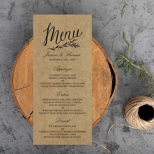 Elegant Kraft Mariage Menu Modèles (Créateur téléchargé)