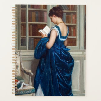 Elegant Lady Reading in a Library – Classic 
