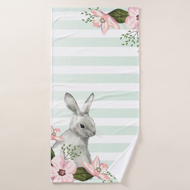 Elégant lapin de Pâques rayé (Serviette de bain)
