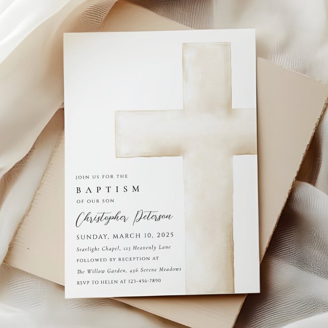Elegant Large White Cross Baptism Invitation (Créateur téléchargé)