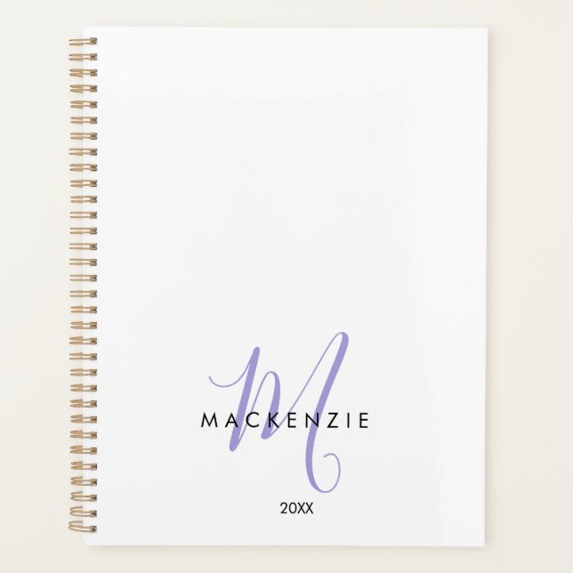 Élégant Lavande Blanche moderne Monogramme de scri (Devant)